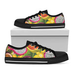 Tropical Jungle Fruits Pattern Print Black Low Top Shoes