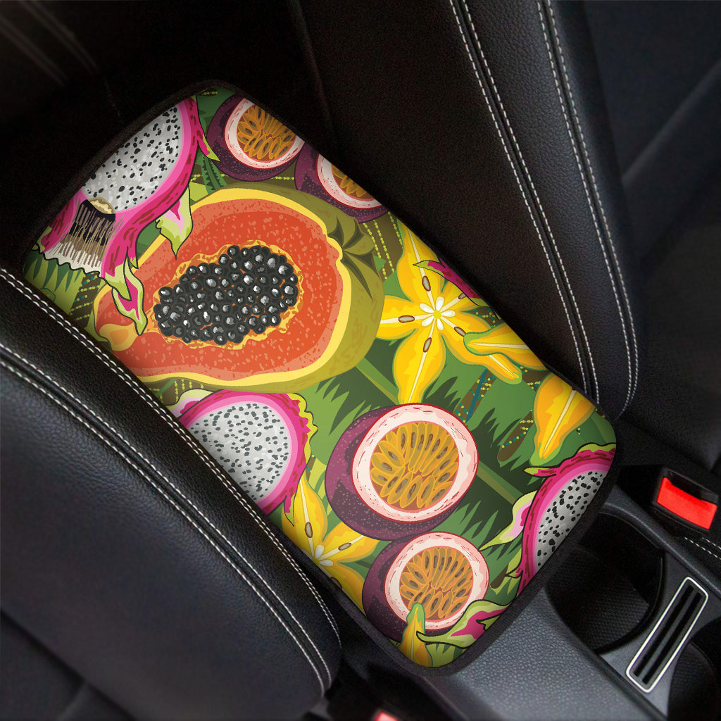 Tropical Jungle Fruits Pattern Print Car Center Console Cover