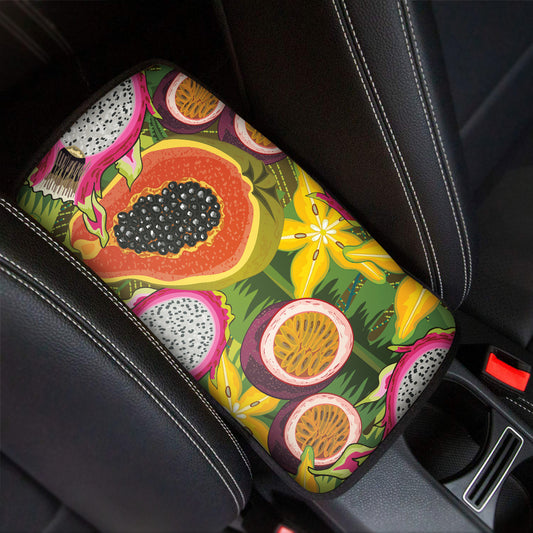 Tropical Jungle Fruits Pattern Print Car Center Console Cover