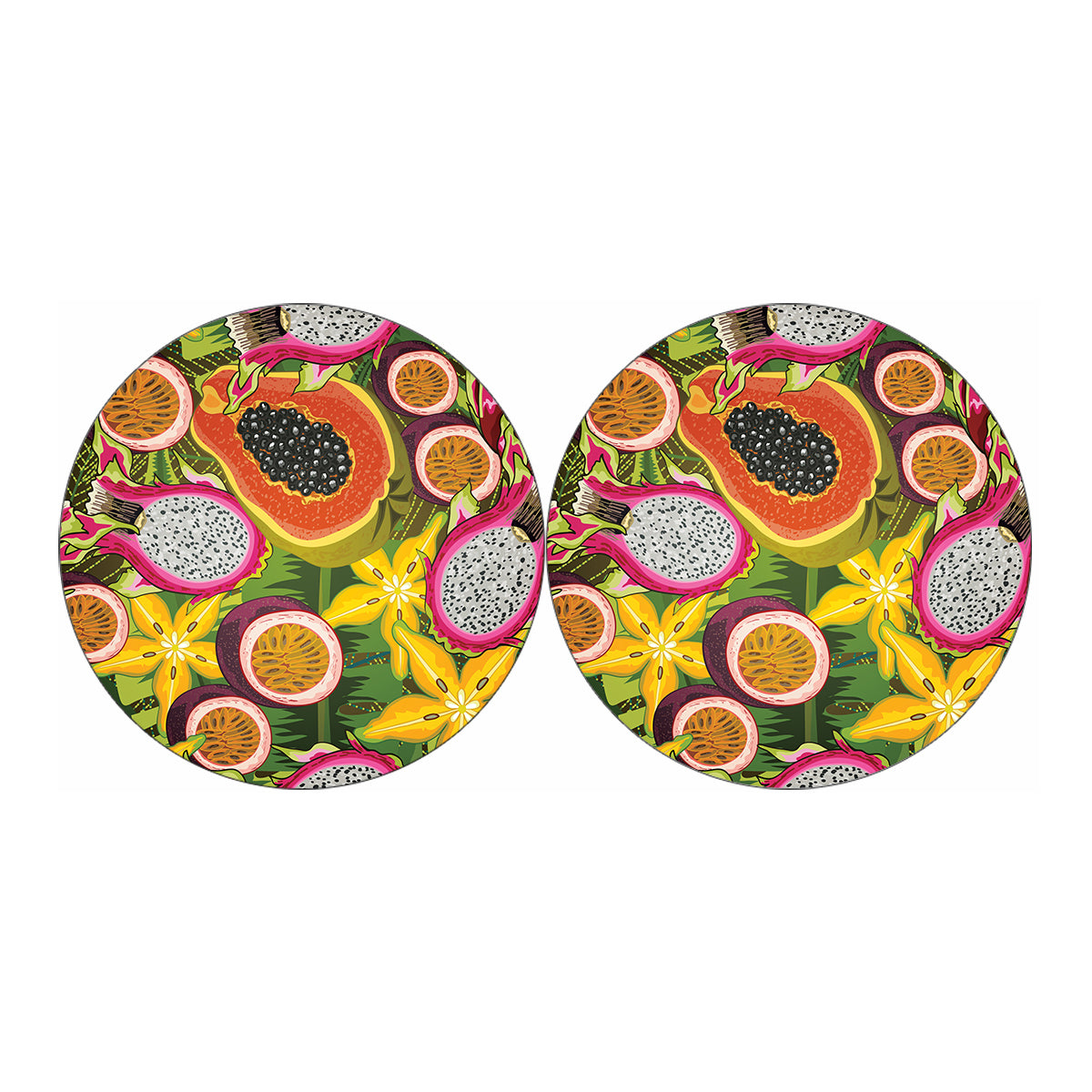 Tropical Jungle Fruits Pattern Print Car Coasters