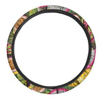 Tropical Jungle Fruits Pattern Print Car Steering Wheel Cover