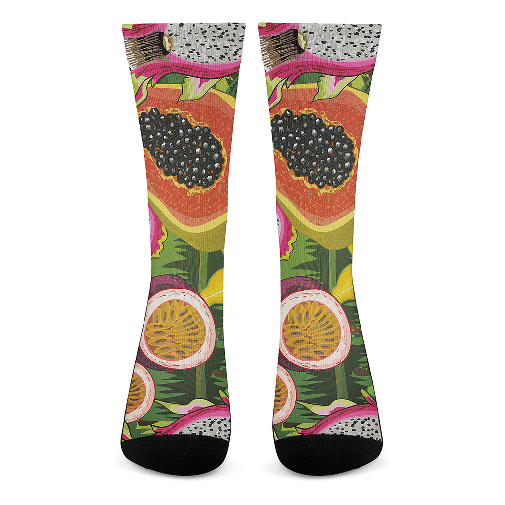 Tropical Jungle Fruits Pattern Print Crew Socks