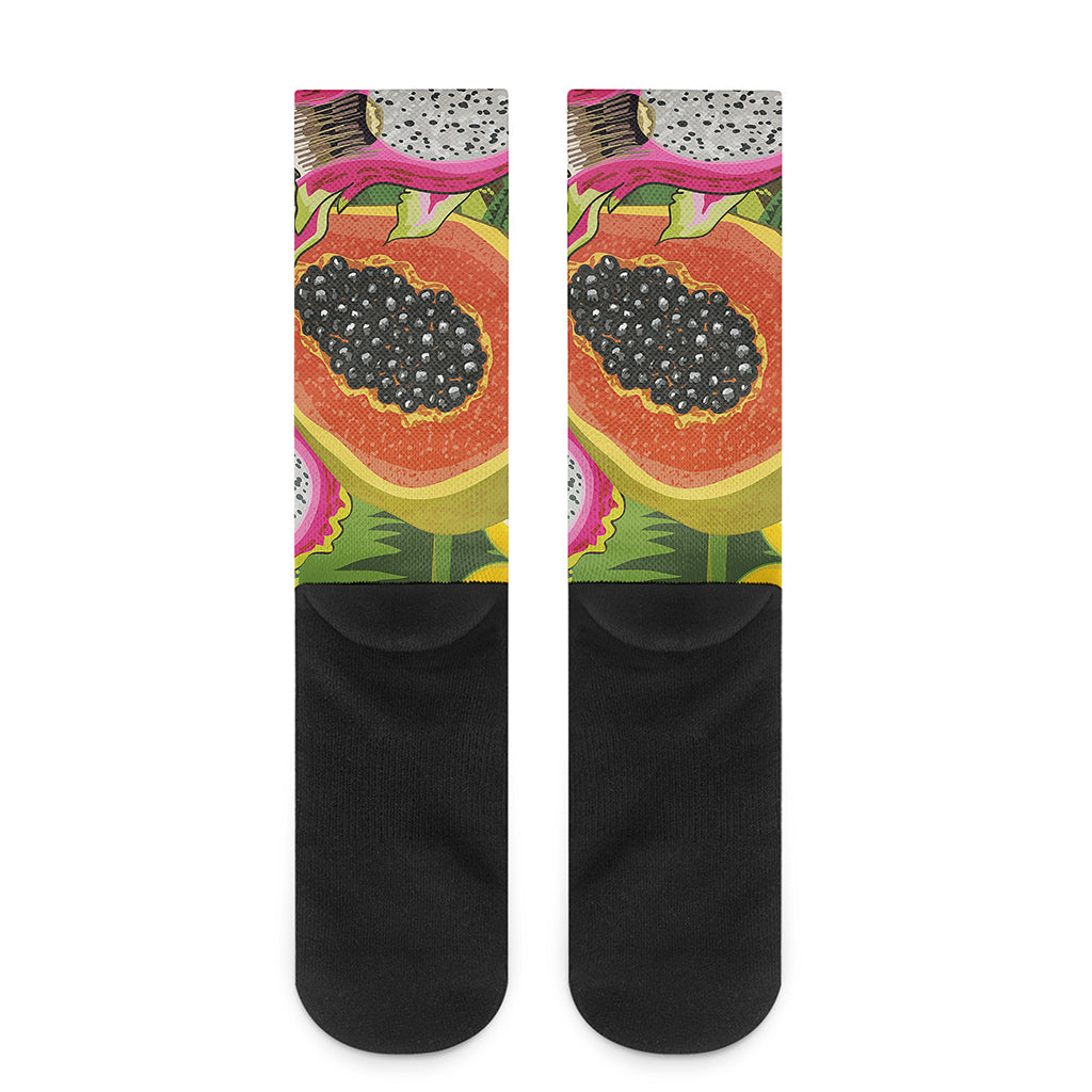 Tropical Jungle Fruits Pattern Print Crew Socks