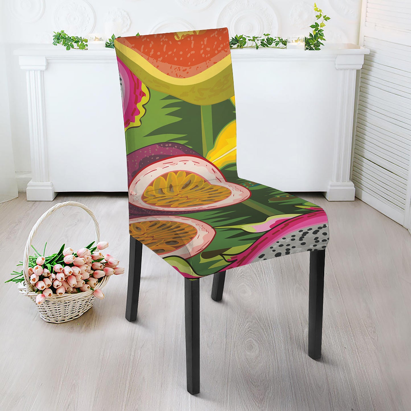 Tropical Jungle Fruits Pattern Print Dining Chair Slipcover