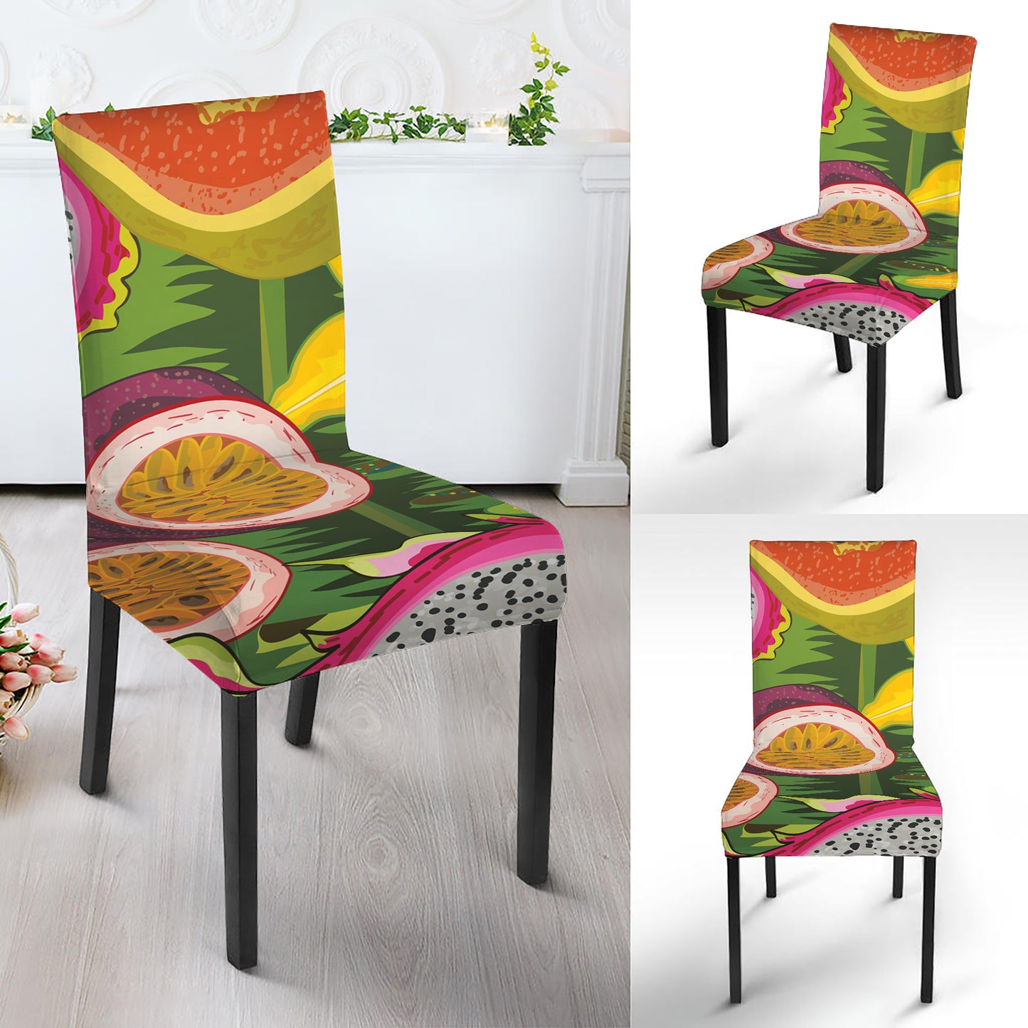 Tropical Jungle Fruits Pattern Print Dining Chair Slipcover
