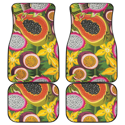 Tropical Jungle Fruits Pattern Print Front and Back Car Floor Mats