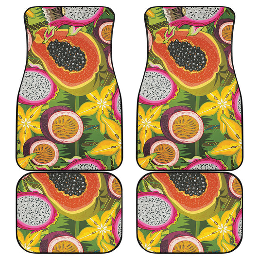 Tropical Jungle Fruits Pattern Print Front and Back Car Floor Mats