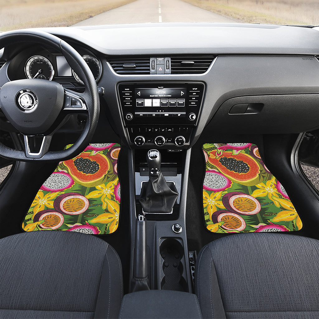Tropical Jungle Fruits Pattern Print Front and Back Car Floor Mats