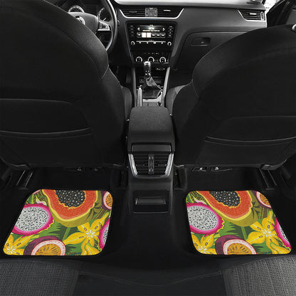 Tropical Jungle Fruits Pattern Print Front and Back Car Floor Mats