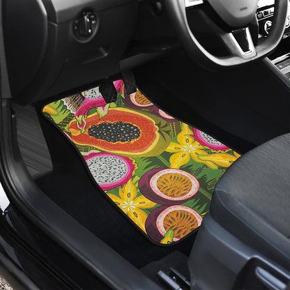 Tropical Jungle Fruits Pattern Print Front and Back Car Floor Mats