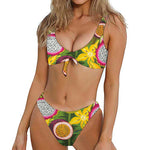 Tropical Jungle Fruits Pattern Print Front Bow Tie Bikini