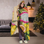 Tropical Jungle Fruits Pattern Print Hooded Blanket