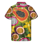 Tropical Jungle Fruits Pattern Print Men's Short Sleeve Shirt
