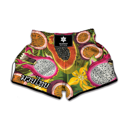 Tropical Jungle Fruits Pattern Print Muay Thai Boxing Shorts