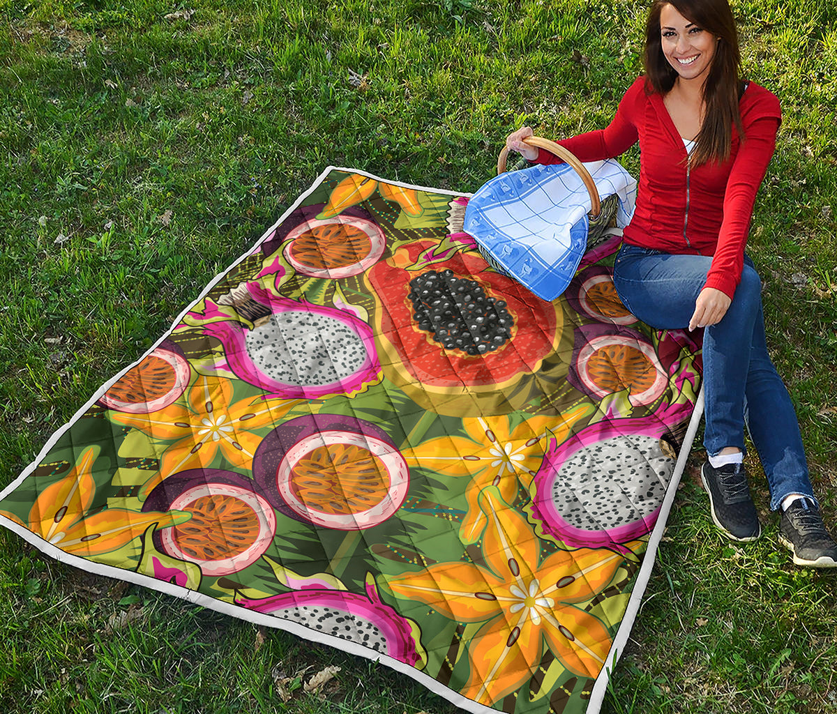 Tropical Jungle Fruits Pattern Print Quilt
