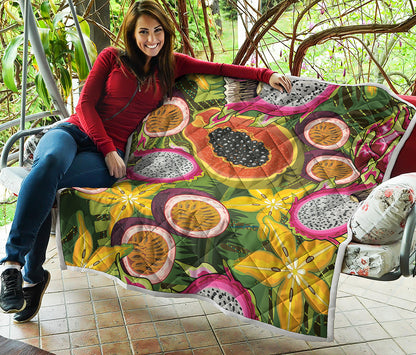 Tropical Jungle Fruits Pattern Print Quilt