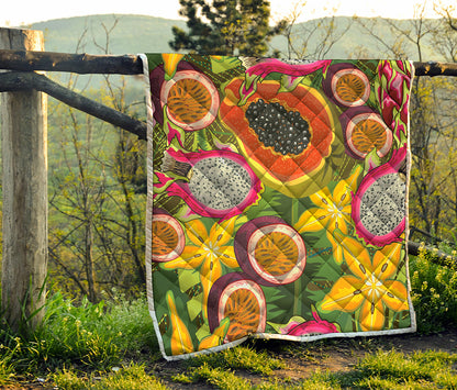 Tropical Jungle Fruits Pattern Print Quilt