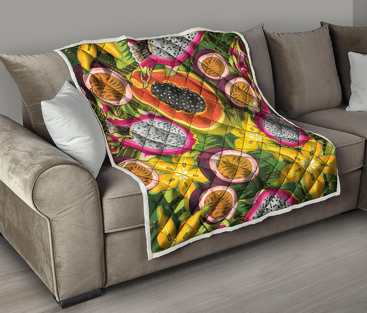 Tropical Jungle Fruits Pattern Print Quilt