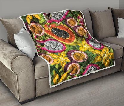 Tropical Jungle Fruits Pattern Print Quilt