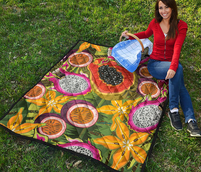 Tropical Jungle Fruits Pattern Print Quilt