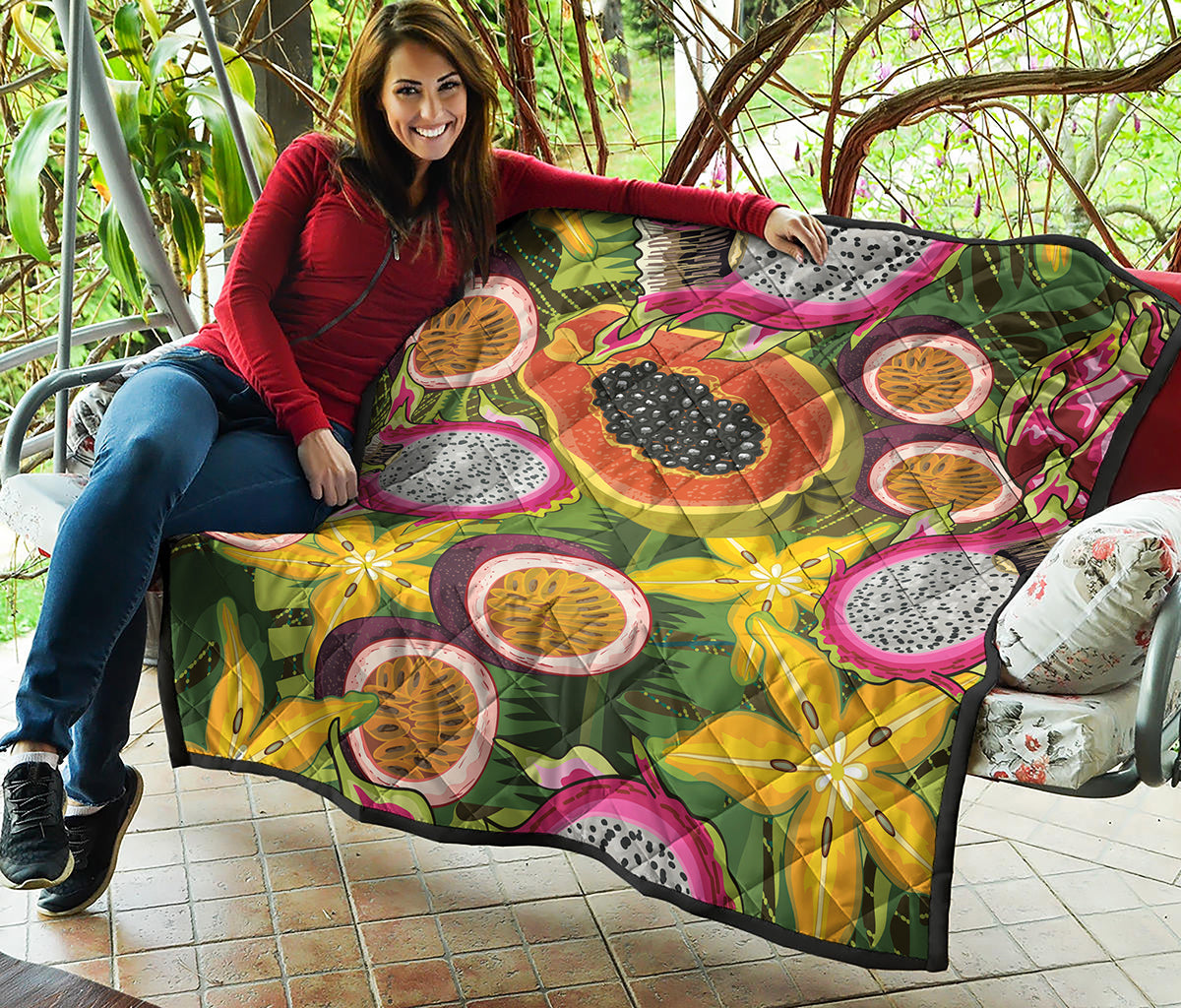 Tropical Jungle Fruits Pattern Print Quilt
