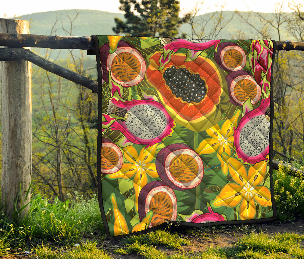 Tropical Jungle Fruits Pattern Print Quilt