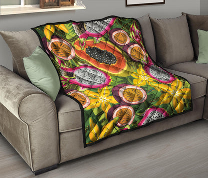 Tropical Jungle Fruits Pattern Print Quilt