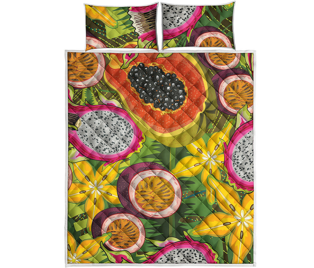 Tropical Jungle Fruits Pattern Print Quilt Bed Set
