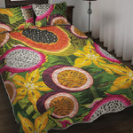 Tropical Jungle Fruits Pattern Print Quilt Bed Set