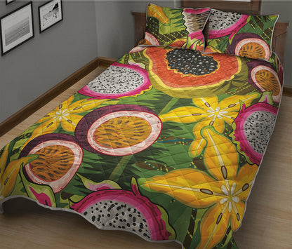 Tropical Jungle Fruits Pattern Print Quilt Bed Set