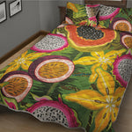 Tropical Jungle Fruits Pattern Print Quilt Bed Set