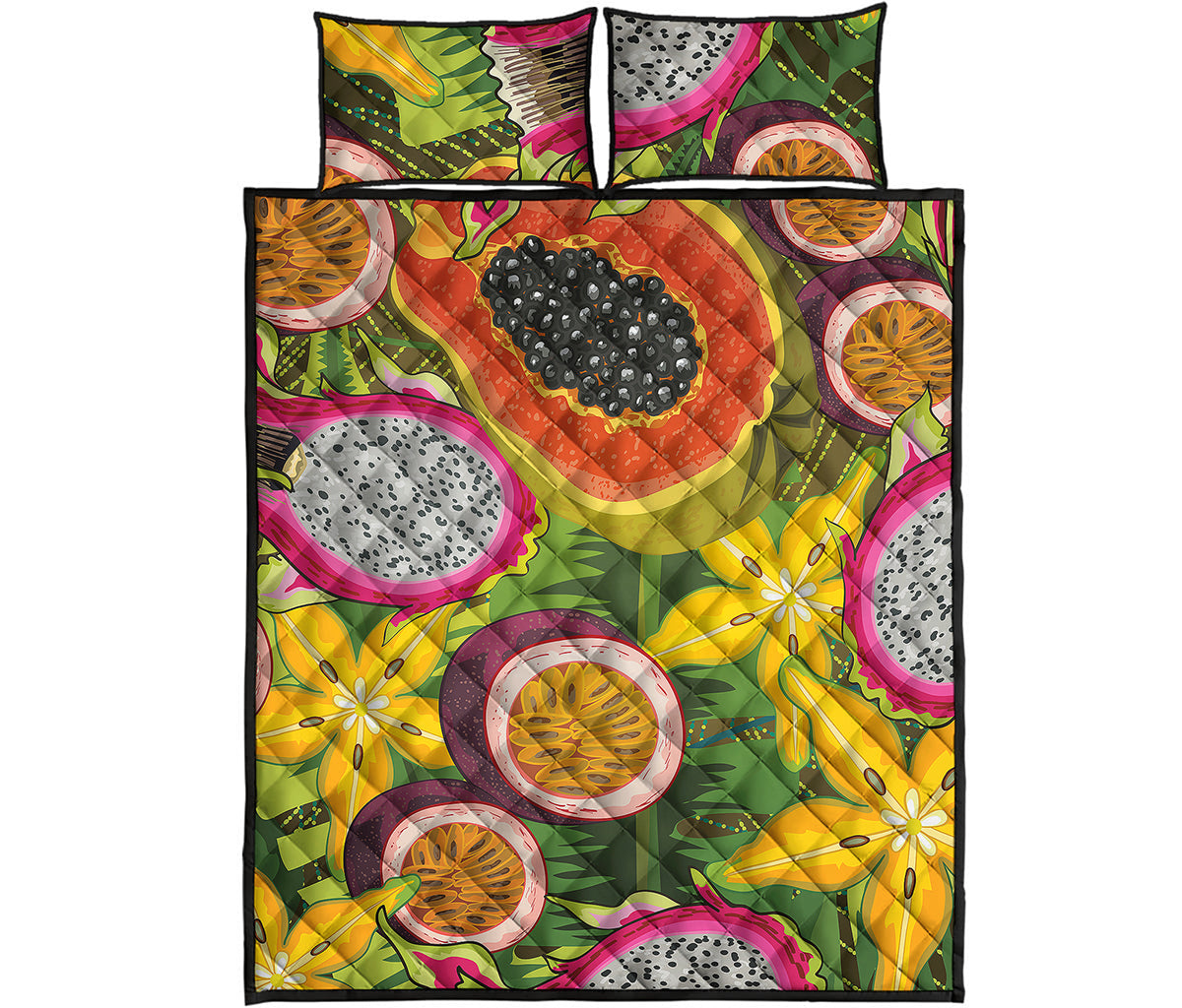 Tropical Jungle Fruits Pattern Print Quilt Bed Set
