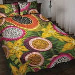 Tropical Jungle Fruits Pattern Print Quilt Bed Set