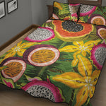 Tropical Jungle Fruits Pattern Print Quilt Bed Set