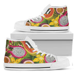 Tropical Jungle Fruits Pattern Print White High Top Shoes