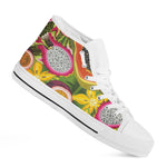 Tropical Jungle Fruits Pattern Print White High Top Shoes