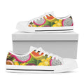 Tropical Jungle Fruits Pattern Print White Low Top Sneakers