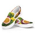 Tropical Jungle Fruits Pattern Print White Slip On Sneakers