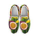 Tropical Jungle Fruits Pattern Print White Slip On Shoes