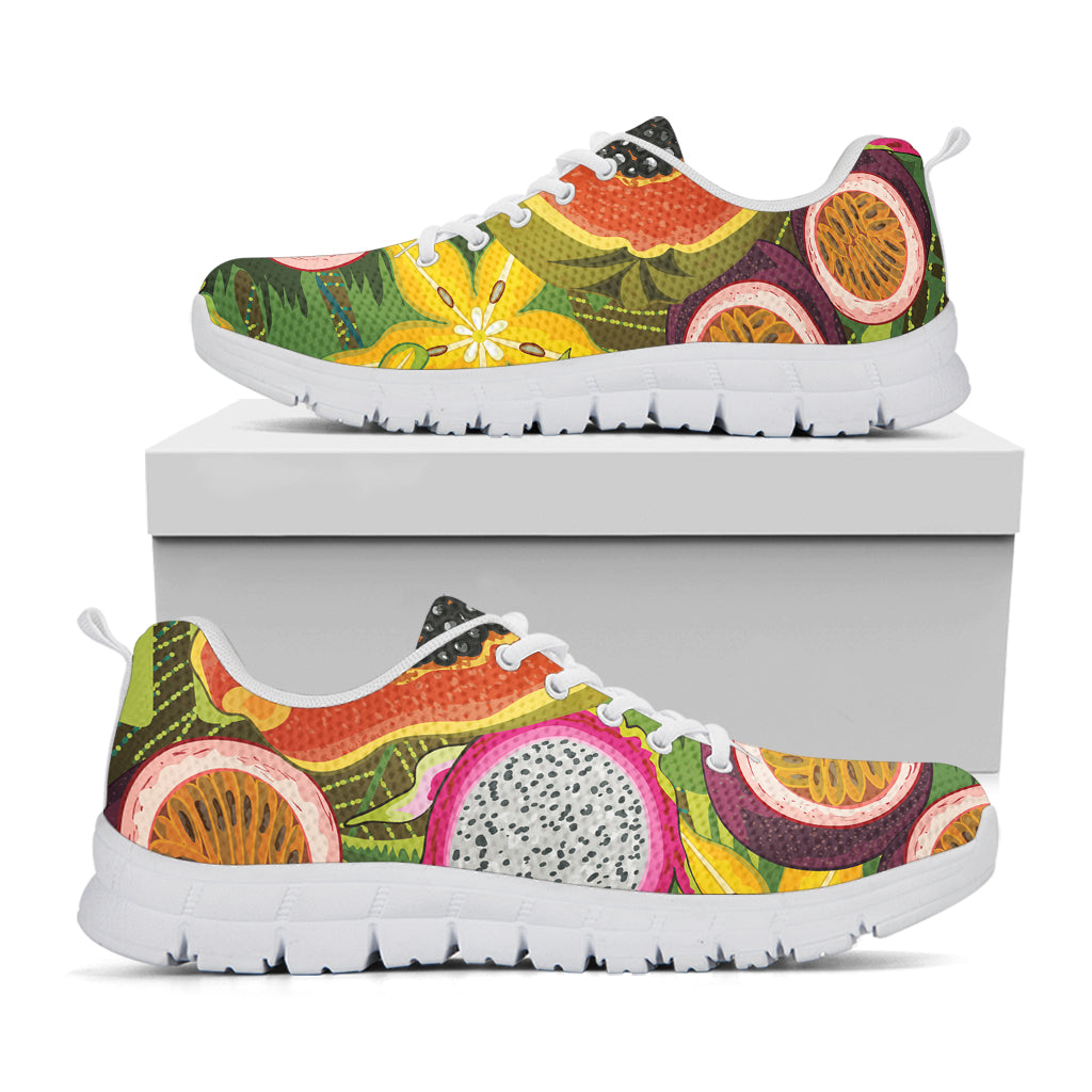 Tropical Jungle Fruits Pattern Print White Sneakers