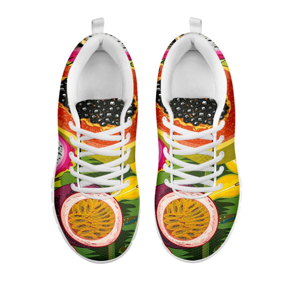 Tropical Jungle Fruits Pattern Print White Sneakers