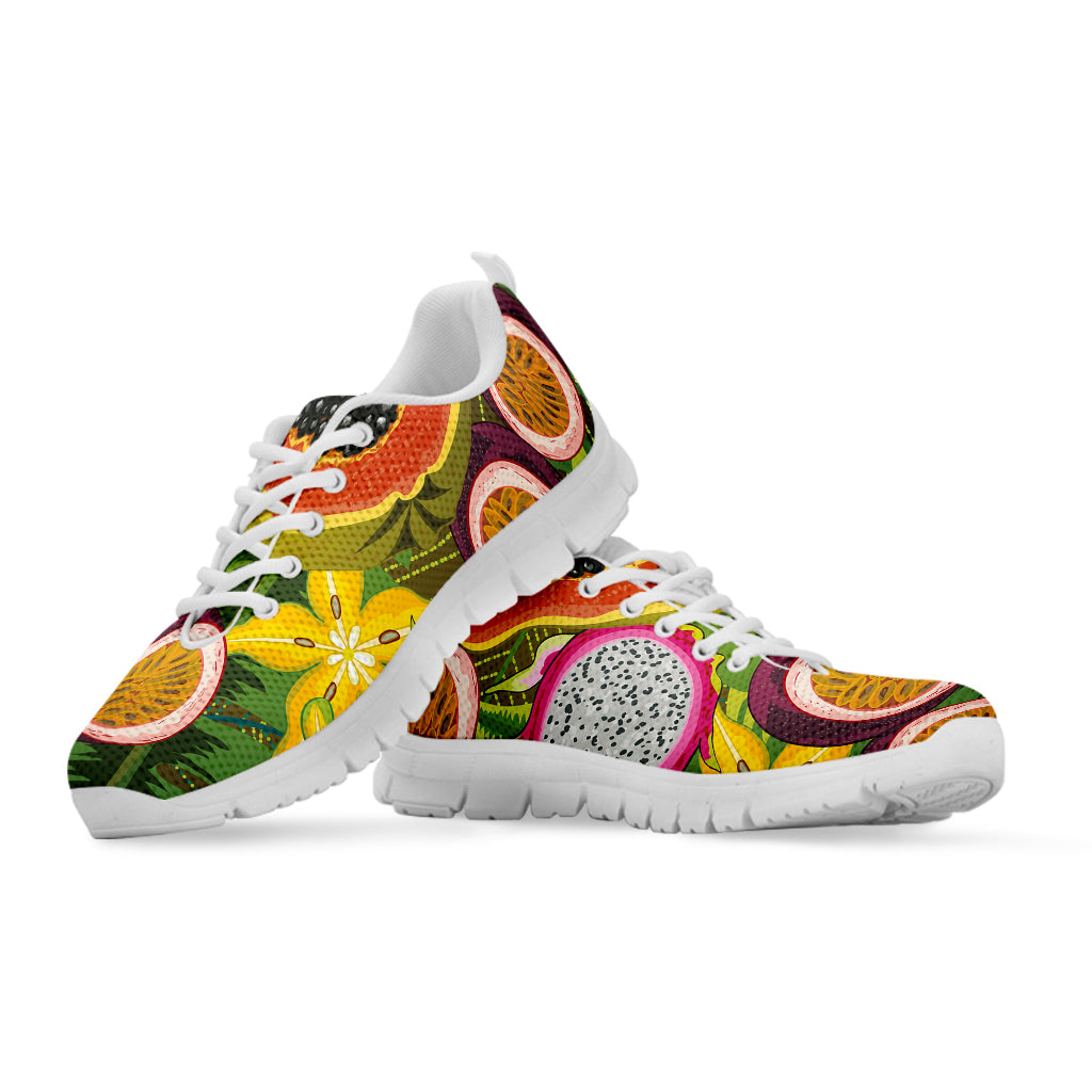 Tropical Jungle Fruits Pattern Print White Sneakers