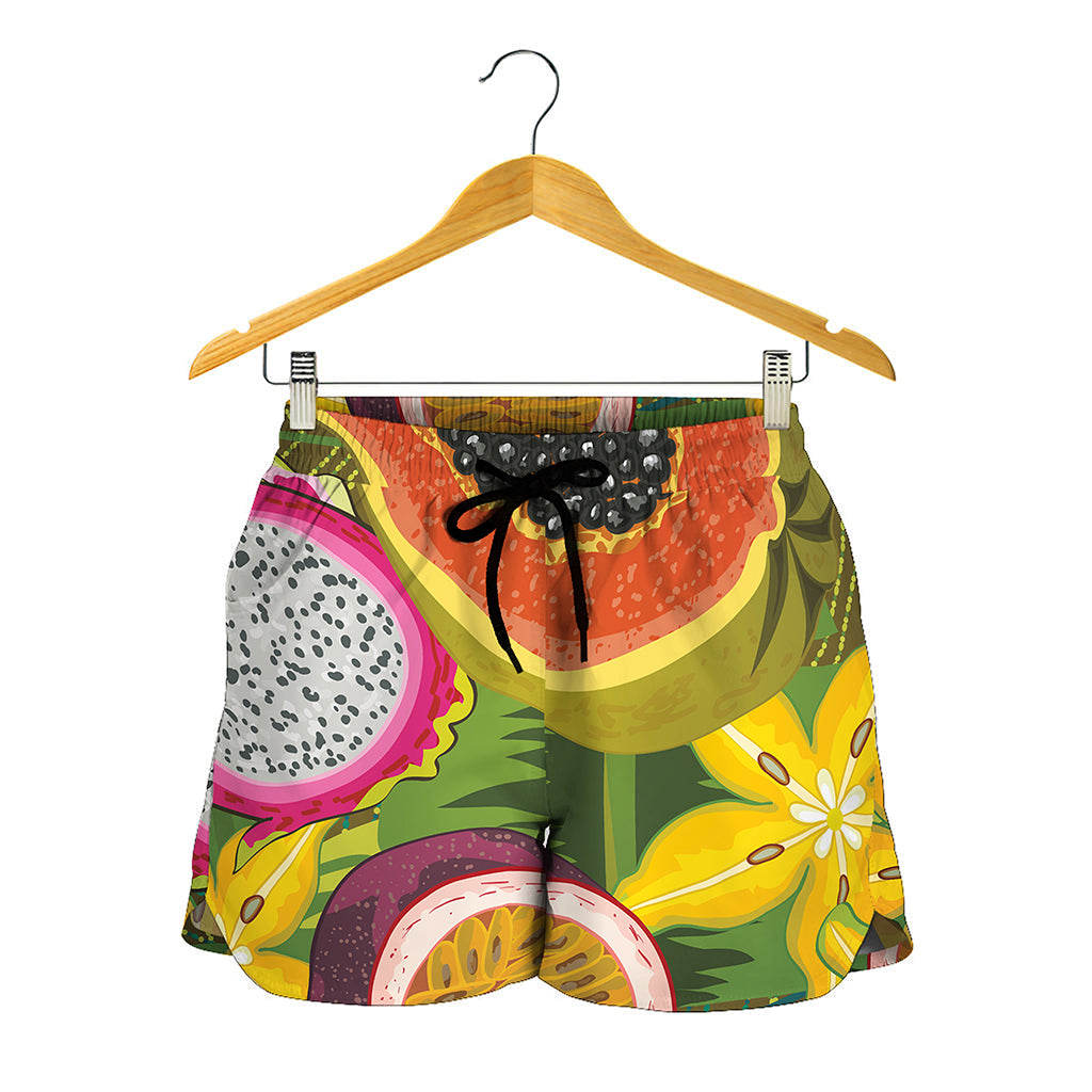 Tropical Jungle Fruits Pattern Print Women's Shorts