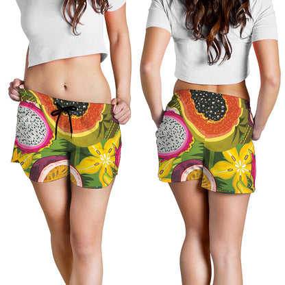 Tropical Jungle Fruits Pattern Print Women's Shorts