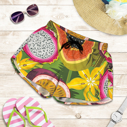 Tropical Jungle Fruits Pattern Print Women's Shorts