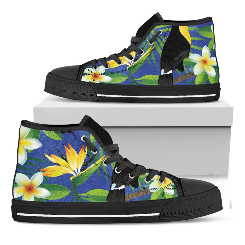 Tropical Keel-Billed Toucan Print Black High Top Shoes