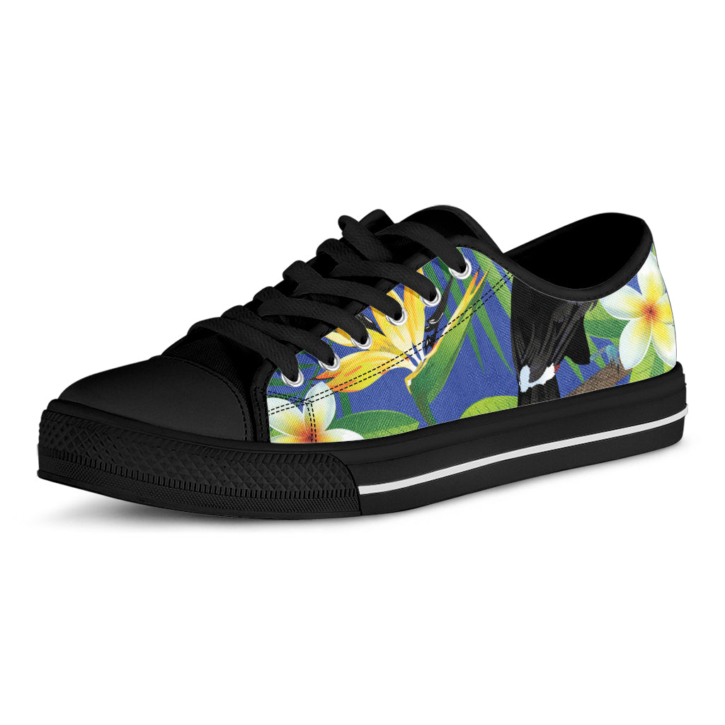 Tropical Keel-Billed Toucan Print Black Low Top Shoes