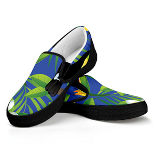 Tropical Keel-Billed Toucan Print Black Slip On Shoes