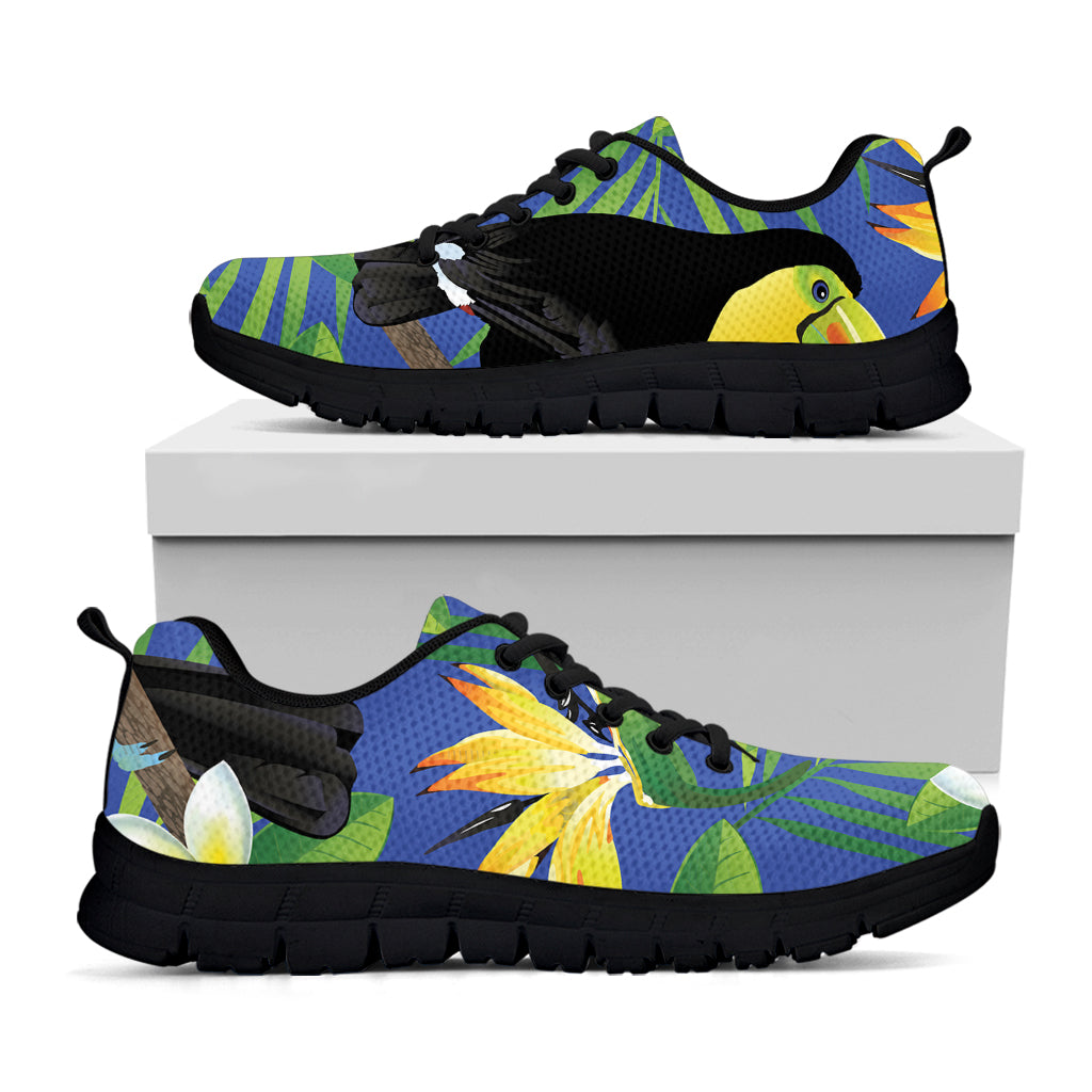 Tropical Keel-Billed Toucan Print Black Sneakers