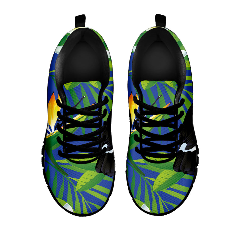 Tropical Keel-Billed Toucan Print Black Sneakers